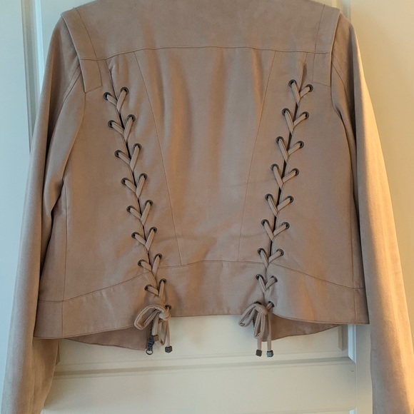 Mural Cropped Jacket w/lacing detail on back - Picture 1 of 7